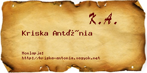 Kriska Antónia névjegykártya