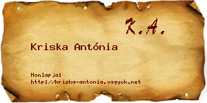 Kriska Antónia névjegykártya